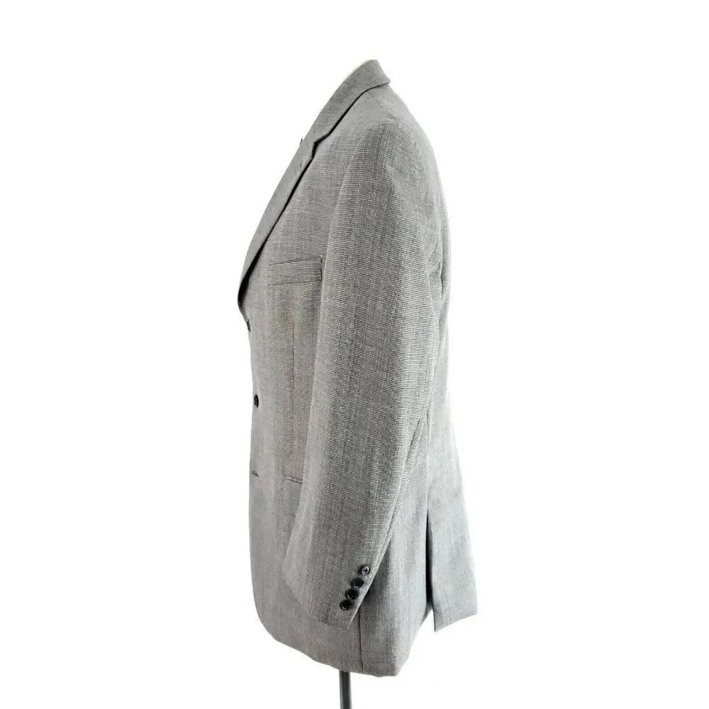 Calvin Klein Heavy‎ Wool 3 Button Sport Coat 40R Gray Check Blazer